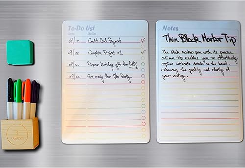 Miniatura 5 de Lamadox Juego de 4 pizarras blancas magnéticas suaves de borrado en seco con calendario, planificador semanal, lista de tareas y tableros de notas,