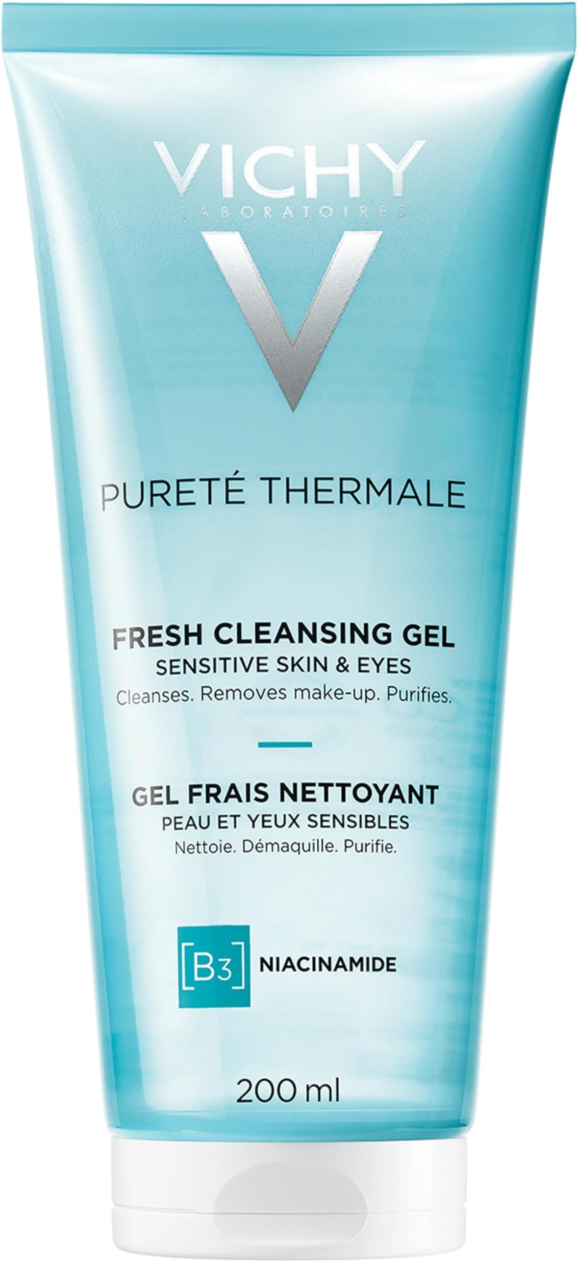 Pureté Thermale Fresh Cleansing Gel, Formulated With Glycerin & Niacinamide, Gentle Gel Cleanser & Makeup Remover, Removes Impurities Without Overdrying, Safe For Sensitive Skin & Eyes
