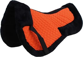 23" x 22" Orange Horse English Saddle Contoured Quilted Fleece Lined Half Pad 72130OR