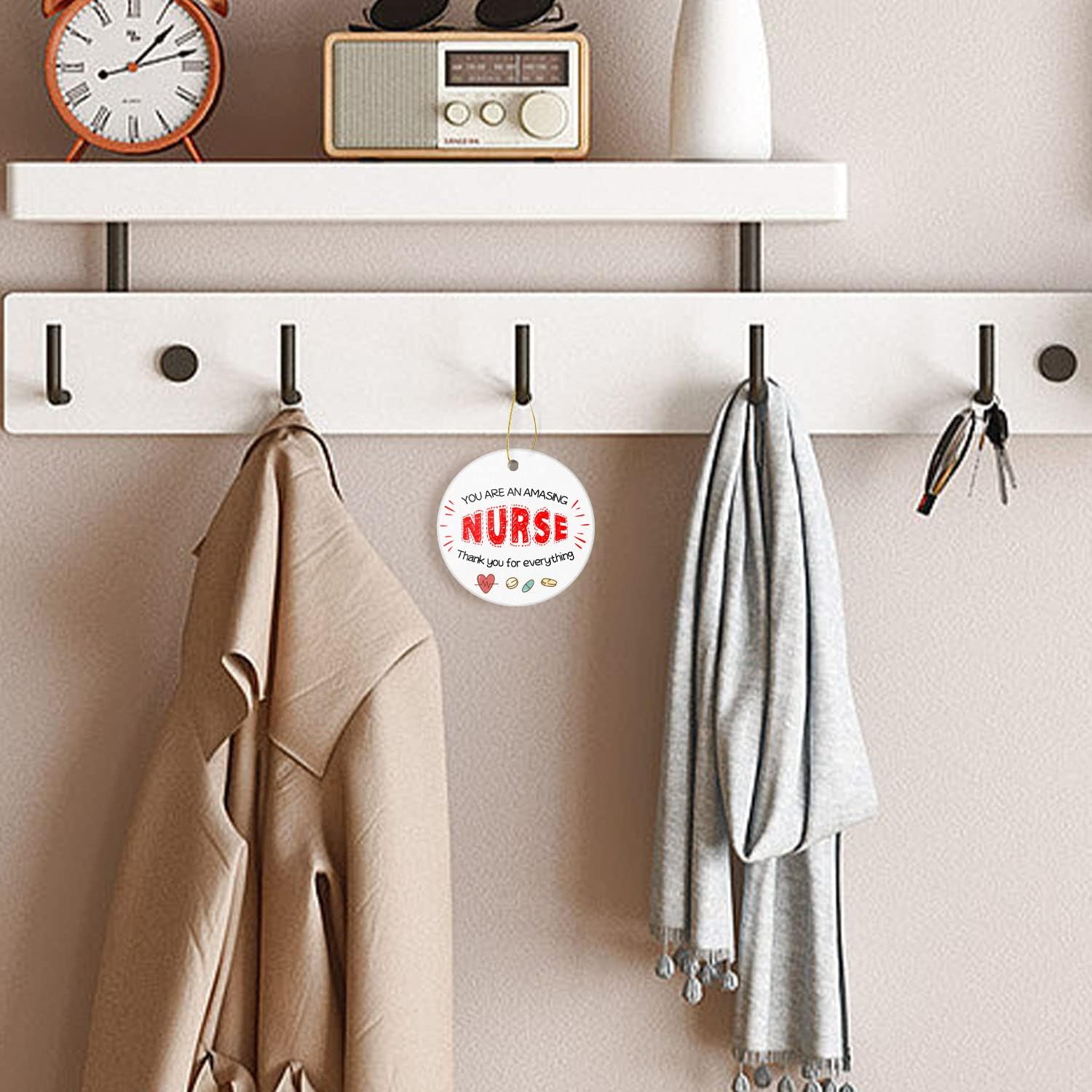 Good Nurse are Like Star Christmas Ornament 2025 Round Christmas Tree Ornaments Keepsake Gifts for Nurse Home Decor Flat Circle Ceramic Ornament 3inch with a Gift Box - Image 5