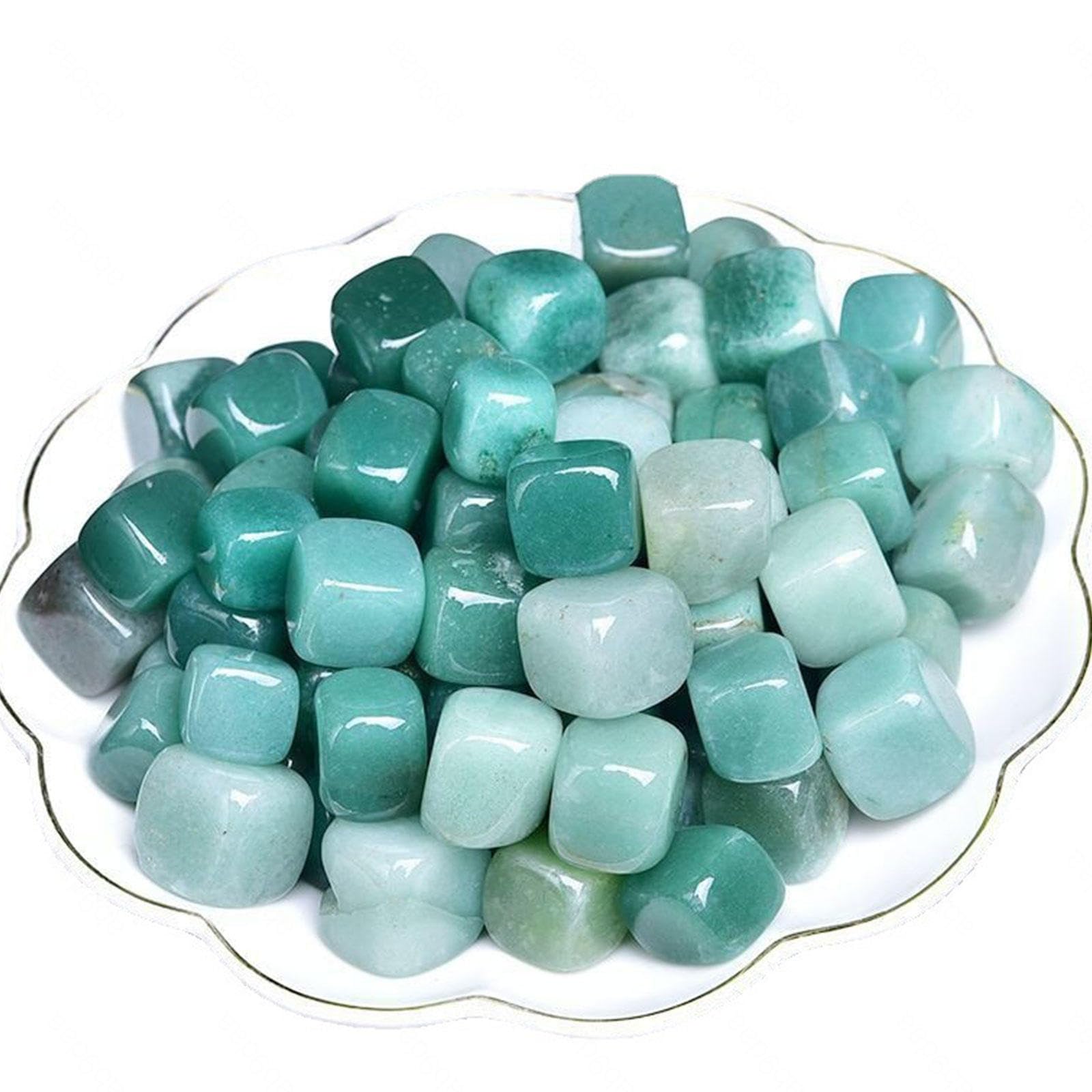 Piedras Pulidas Caídas Cristales Curativos Cubo Cuadrado - Piedra Preciosa de Aventurina Verde Natural a Granel para Energía Curativa Wicca Reiki - 2.2 Libras, 20 Mm