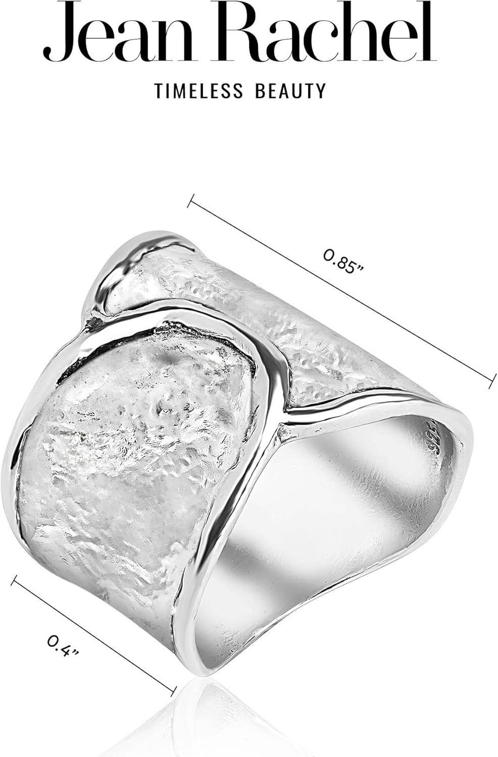 JEAN RACHEL JEWELRY 925 Sterling Silver Hammered Ring for Women - Organic Chunky Ring, Finish Vintage Design, Nickel Free - Hypoallergenic Collection. - Image 8