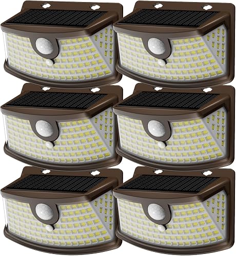 Aootek Solar Motion Sensor Lights Outdoor 120 LEDs, Brown, 6 Pack