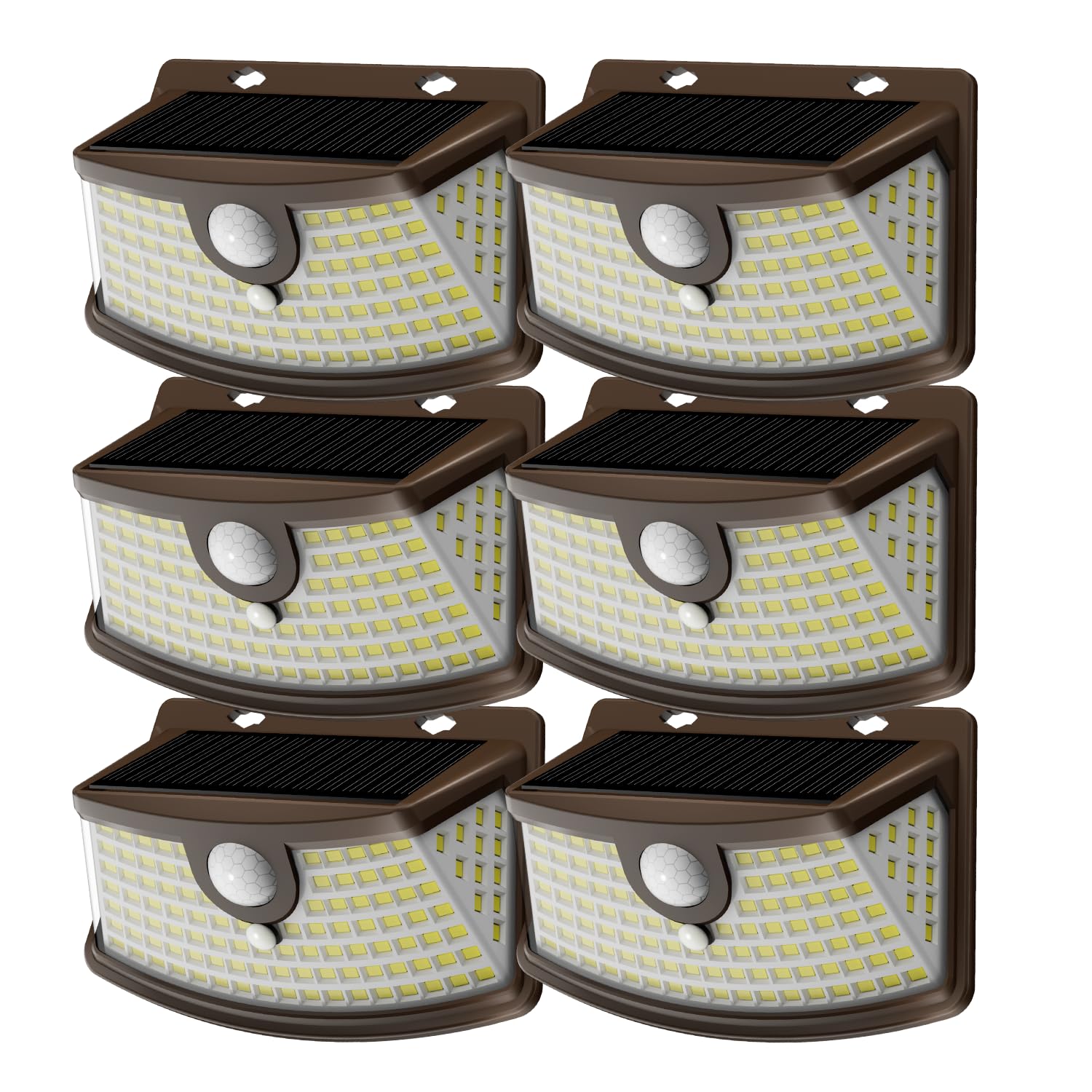 Aootek Solar Motion Sensor Lights Outdoor 120 LEDs, Brown, 6 Pack