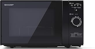 SHARP YC-GG02U-B Compact 20 Litre 700W Digital Microwave with 1000W Grill, 3 power levels, ECO Mode, defrost function, LED cavity light - Black