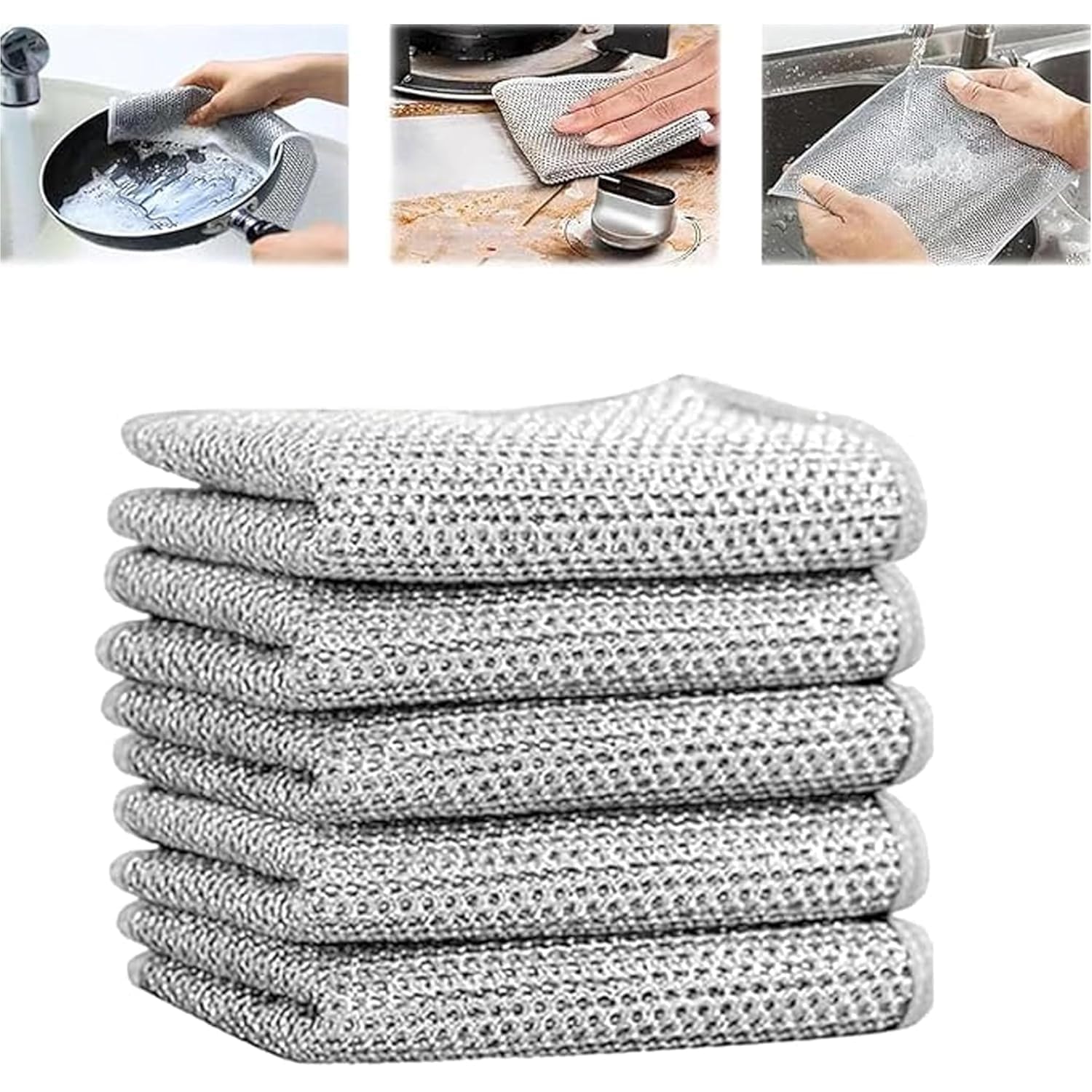 VAGMI Two Layer Non Scratch Dish Wash Cloth (5 Pack) Mesh Wire Cloth for Kitchen Reusable Non Scratch Wire Dish Cloth Multipurpose Wire Dishwashing Rags for Wet and Dry Cleaning Scrubber Dish Cloth (B0D8YBBTN6) Amazon Price History, Amazon Price Tracker
