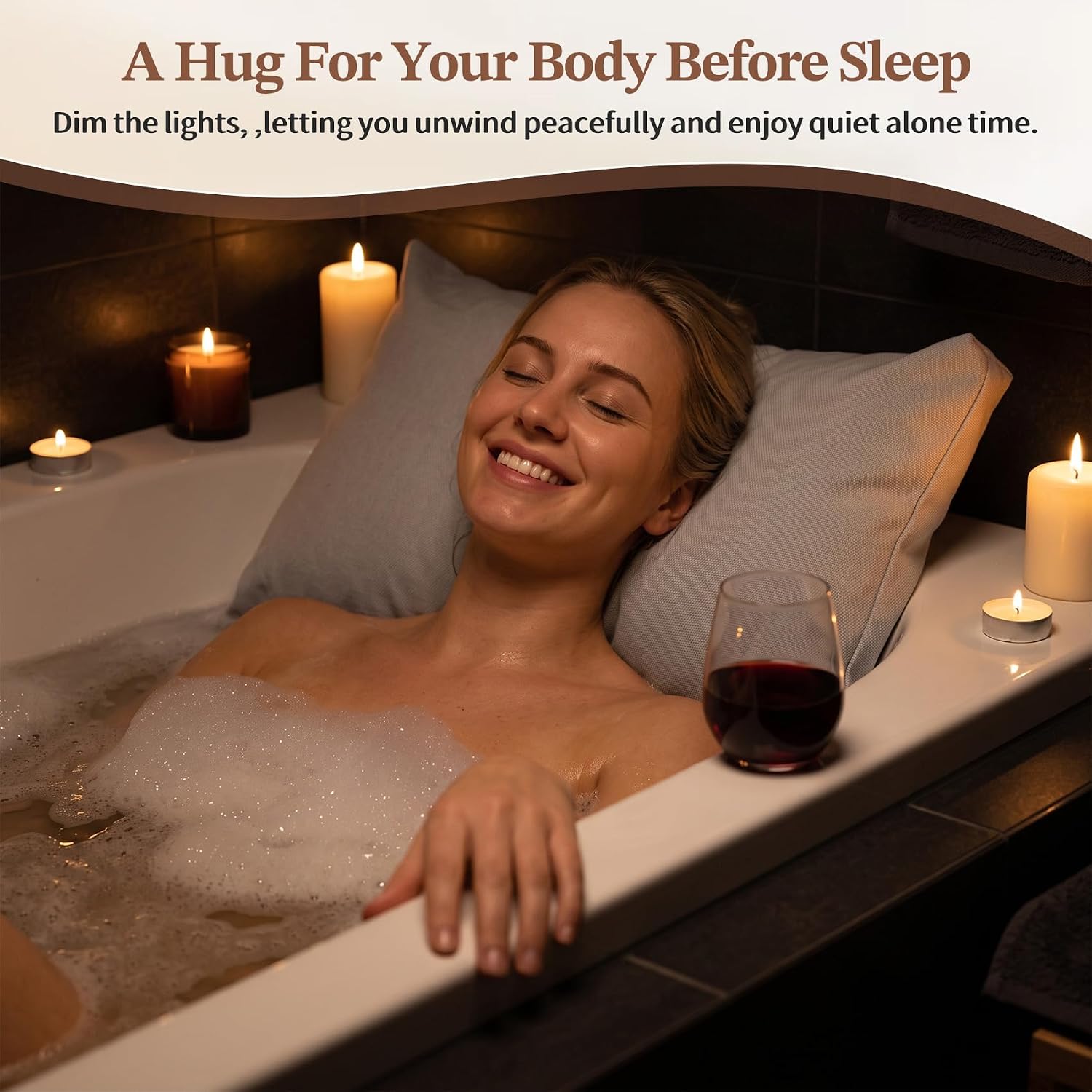 Luxury Bathtub Pillow, Soft PP‑Cotton Bath Cushion (Taupe)