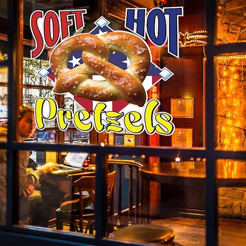 Miniatura 4 de Adhesivo troquelado de varios tamaños para decoración de pretzels suave y caliente, para decoración de interiores con texto en inglés "Pretzels"
