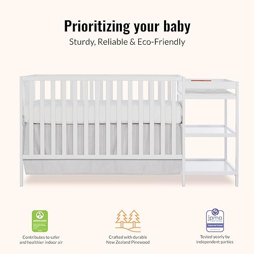 Miniatura 4 de Dream On Me Synergy, cuna convertible 3 en 1 de tamaño completo para bebé y cambiador, color blanco, almacenamiento abierto, GreenGuard Gold y JPMA,