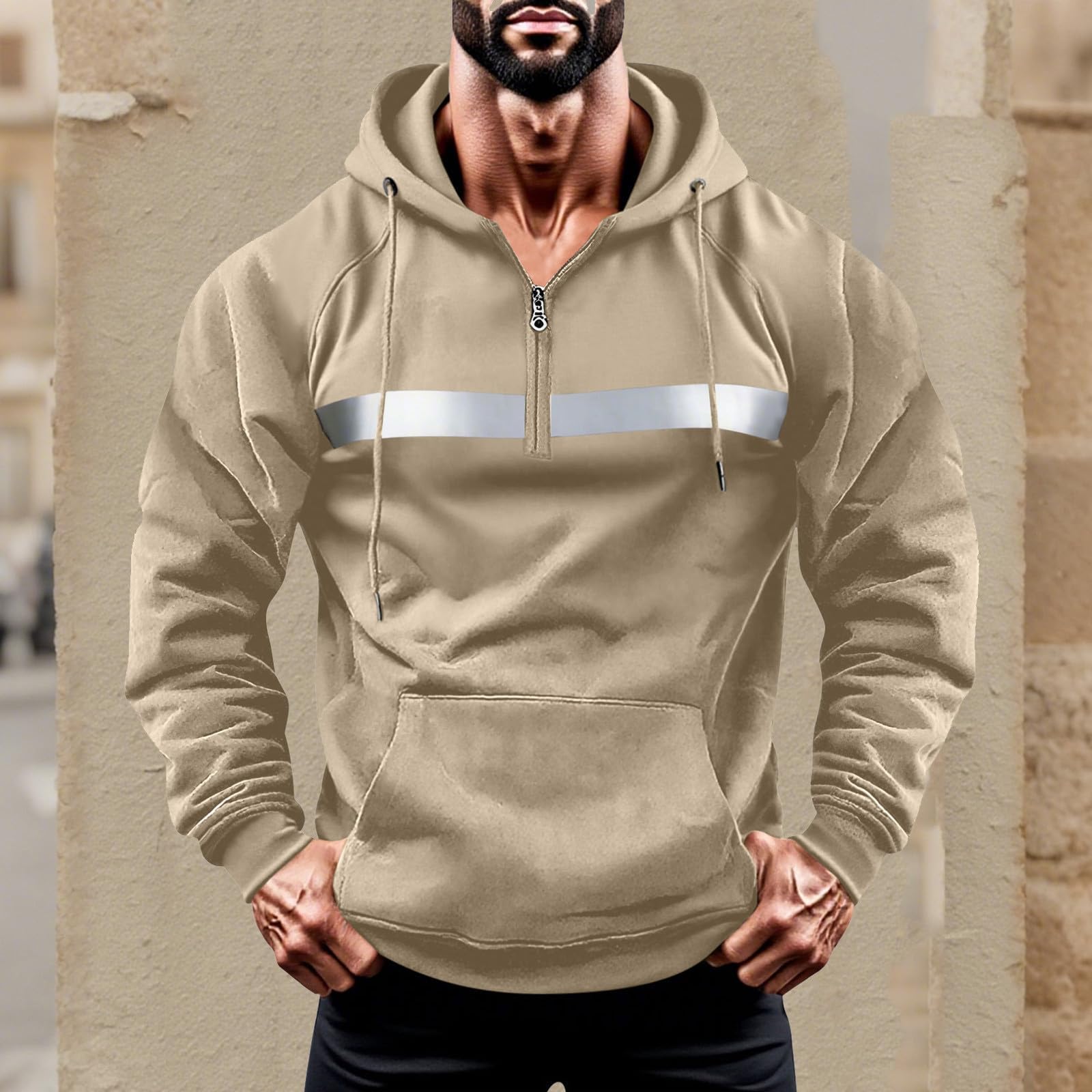 Sweatshirt mit Kapuze Herrenpullover Warm Pullover Zipper Arbeitspullover Winter Sportshirt Langarm Sweatshirts für Herren