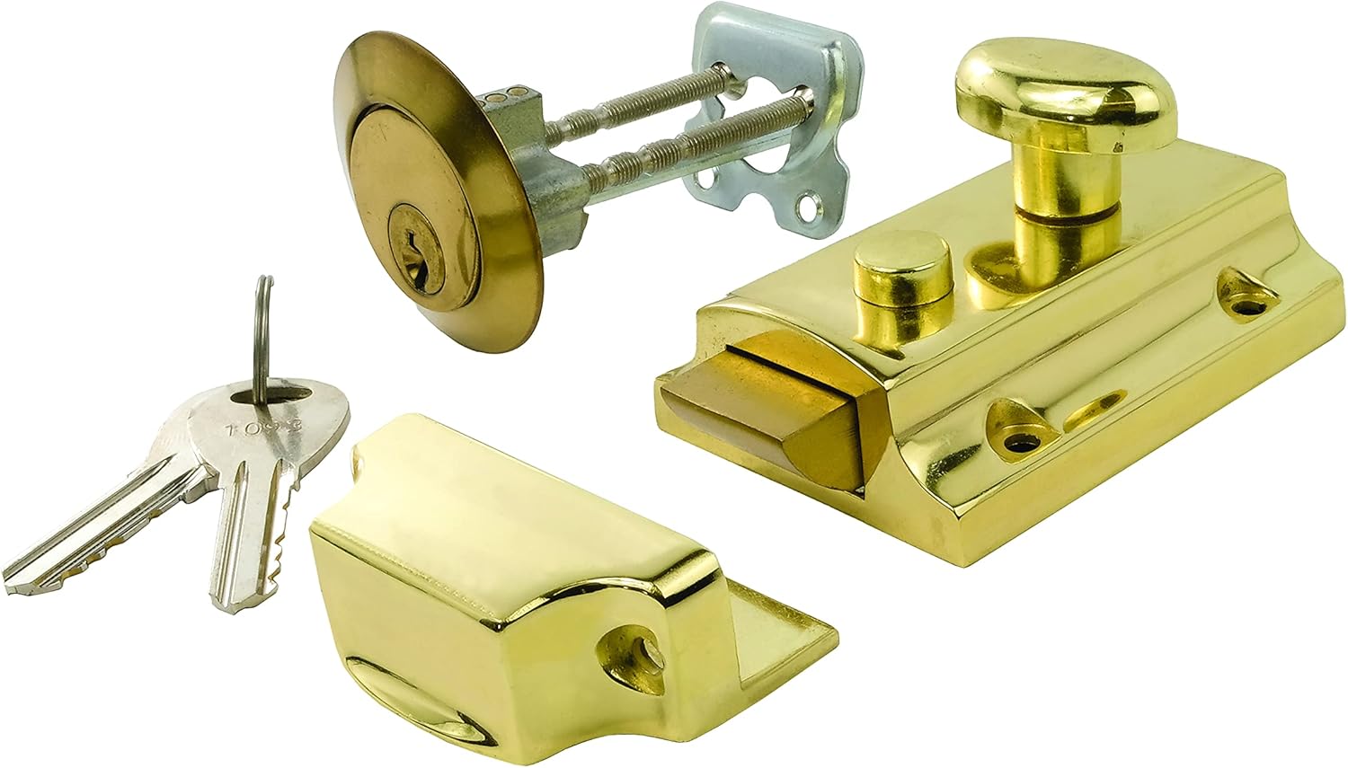 Centurion HK302P Traditional Door Night Latch, Brass, 90mm Main Body