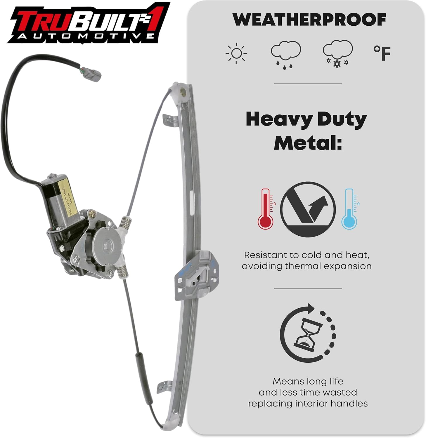 Power Window Regulator w/Motor Assembly Upgraded Metal, Rear Passenger Side - Compatible with 2003-2011 Honda Element, 2003-2008 Honda Pilot - w/ 2 Pin Plugs - OEM 72710-S9V-A01, 72710-S9V-A02