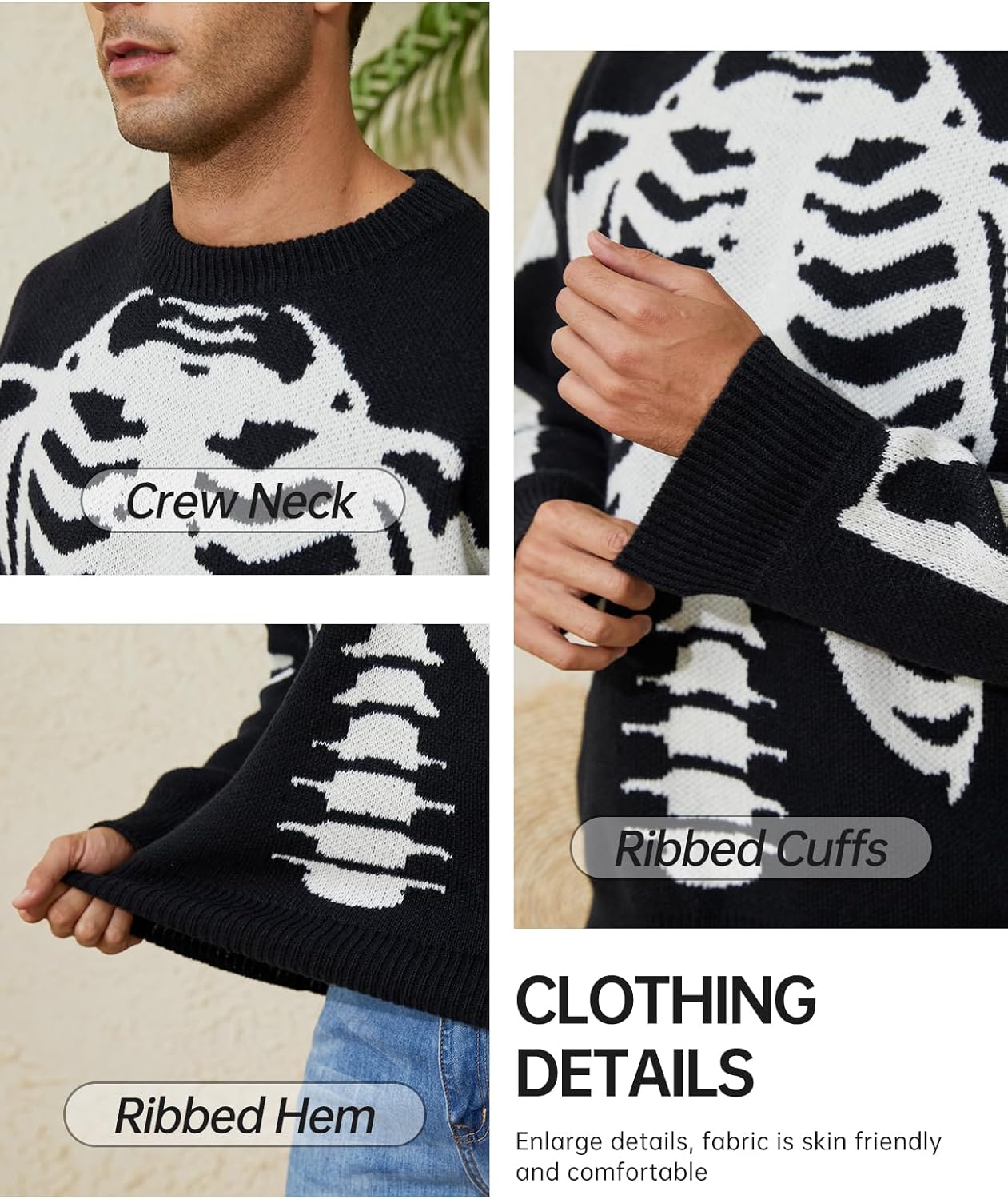 Arssm Mens Vintage Sweater Grandpa y2k Oversized Casual Cable Knit Sweater Pullover Graphic Crewneck Tops - Image 6