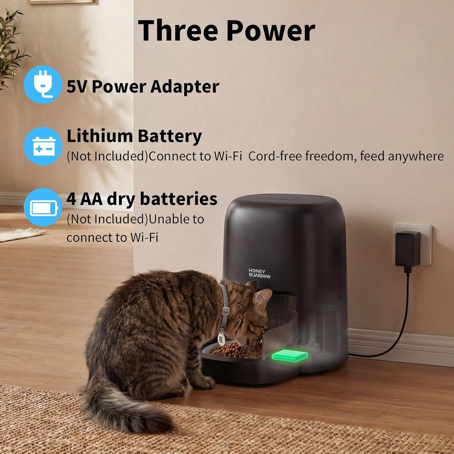 Futterautomat Katze RFID, 5G WiFi Futterspender Katze mit Collar-Tag-Sensor, 4.6L Katzenfutter Automat, Personalisierte Mahlzeiten per Halsband-Tag & Katzenerkennung, 1–10 Mahlzeiten, Keramikschale