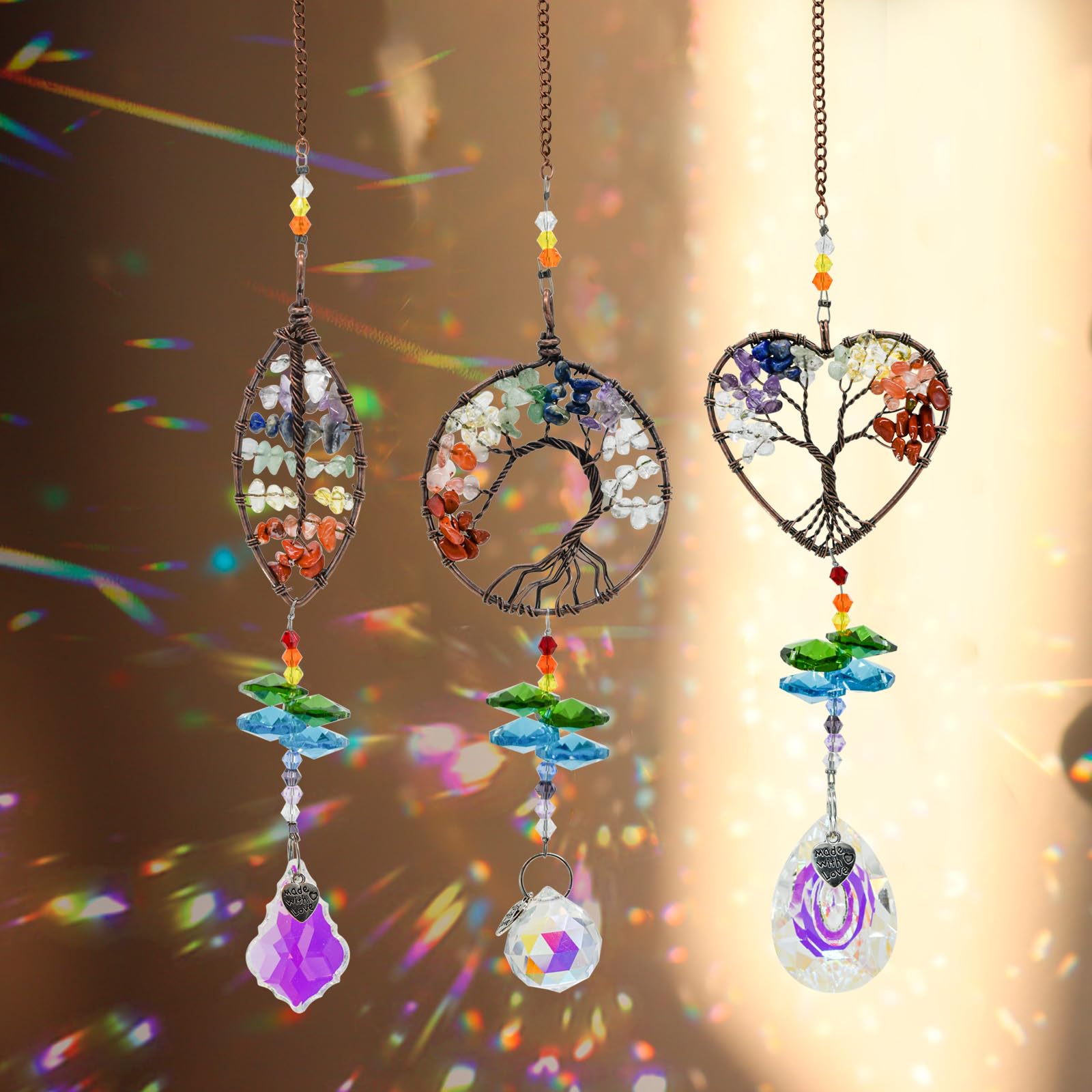 Arbre de vie en cristal attrape-soleil pour illuminer une pièce sombre et triste