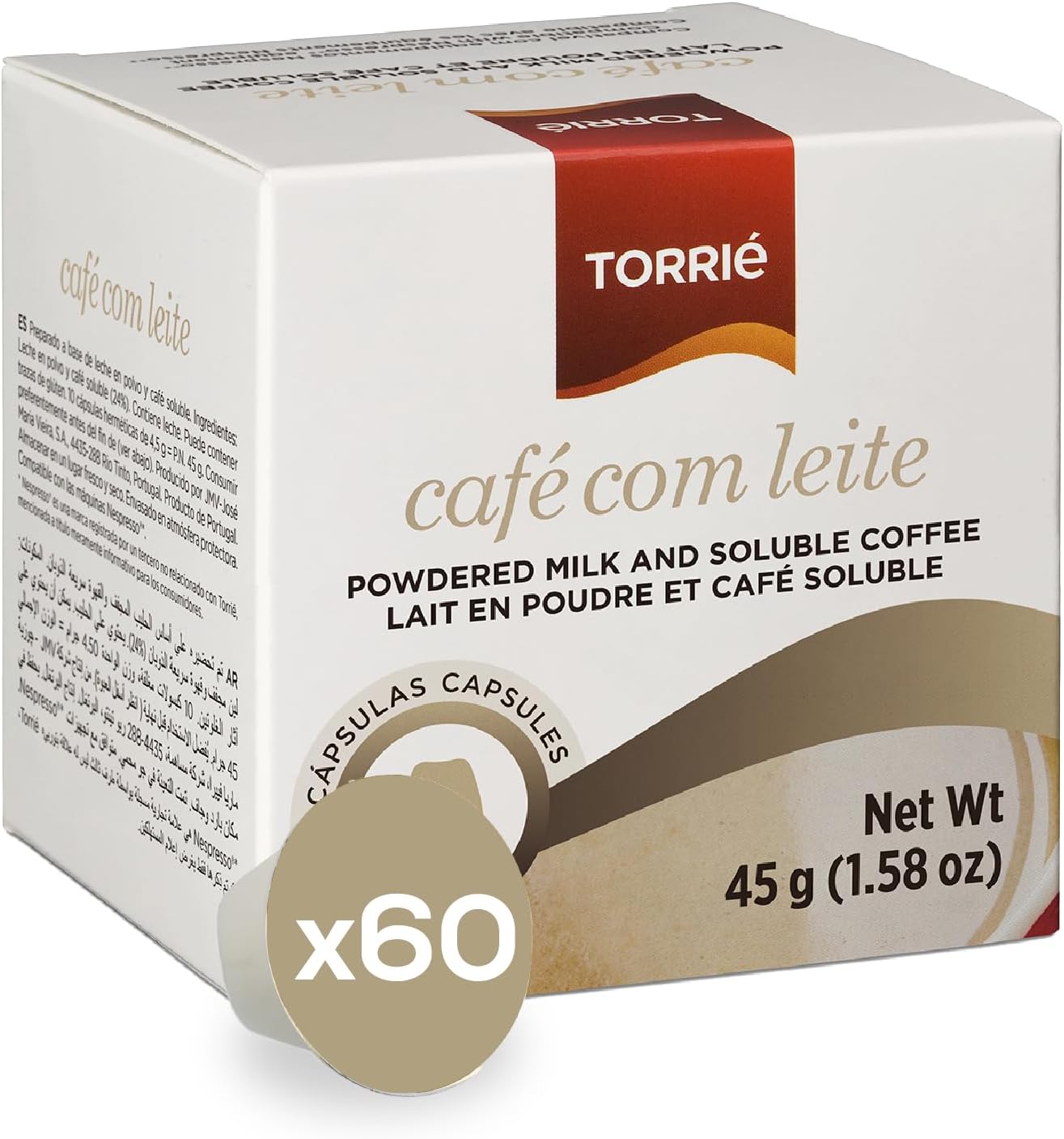 Torrié Instant Coffee With Milk Pods Compatible with Nespresso® Original Machines (60 pods)