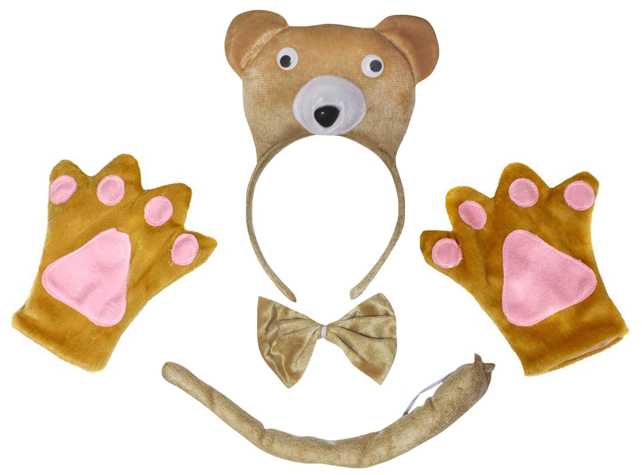 Petitebelle Bear Headband Bowtie Tail Gloves 4pc Adult Costume (Cutie Bear, One Size) โ image 1