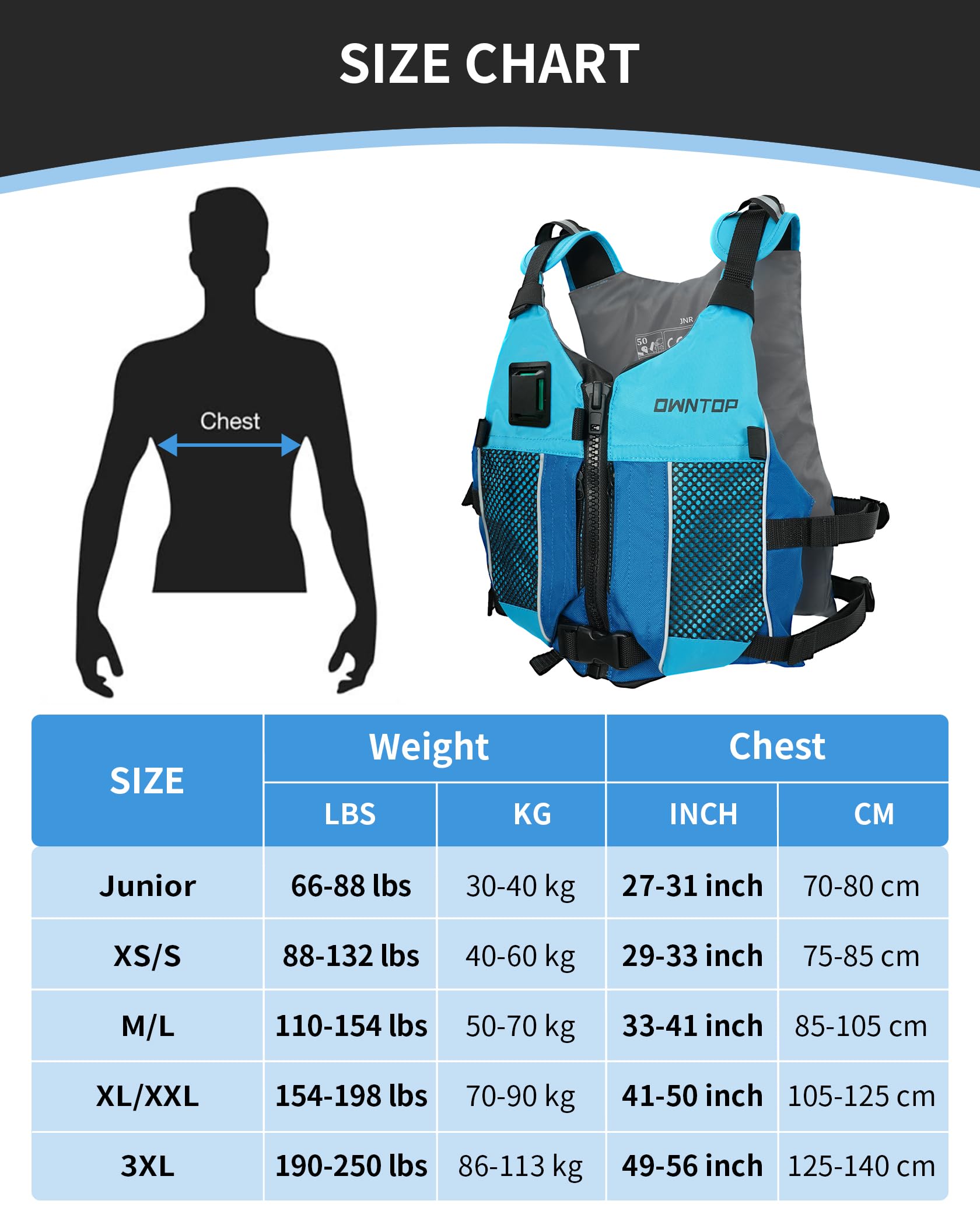 Owntop Buoyancy Aid for Adults and Teenagers with Hydration Backpack, Whistle and Pockets - Adjustable Float Vest Unisex Swimming Vest for Paddleboarding, Kayaking, Fishing, Sailing - 4