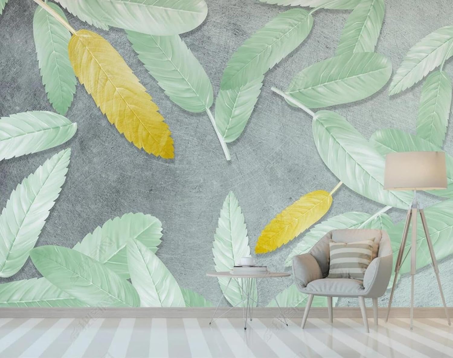 Papier peint feuille d'or 3D decoration interieure haut de gamme pour chambre et salon