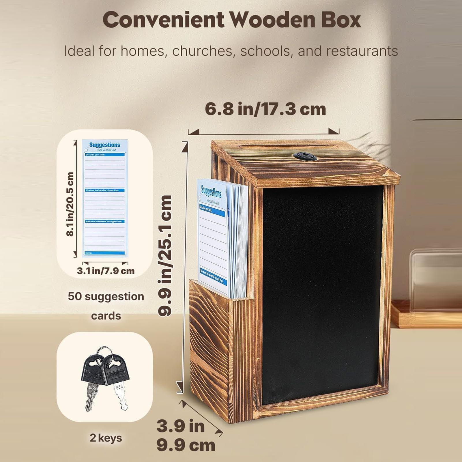 Buzón Para Sugerencias Contenedor En Madera Para Tarjetas Con Lateral Y
