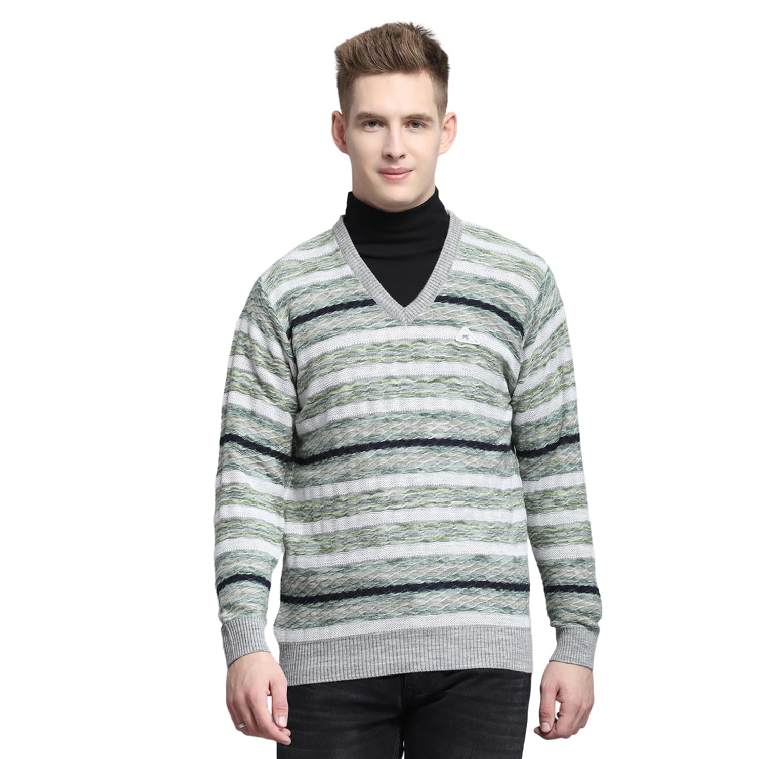 monte carlo Mens Self Design Grey V Neck Full Sleeve Pullover_1243249VN-2-picture-43