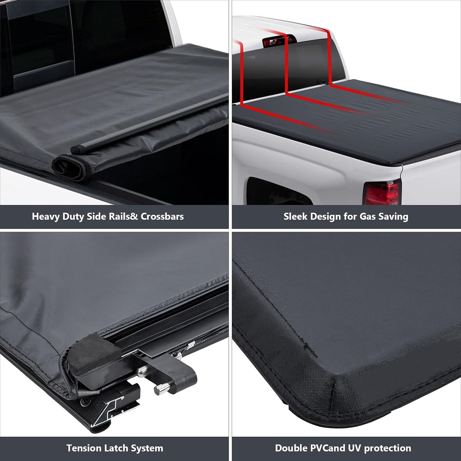 Truck Bed Cover for Ram 1500, MERXENG Soft Roll Up Truck Bed Tonneau Cover for Dodge Ram 1500 5.6ft 2019-2024