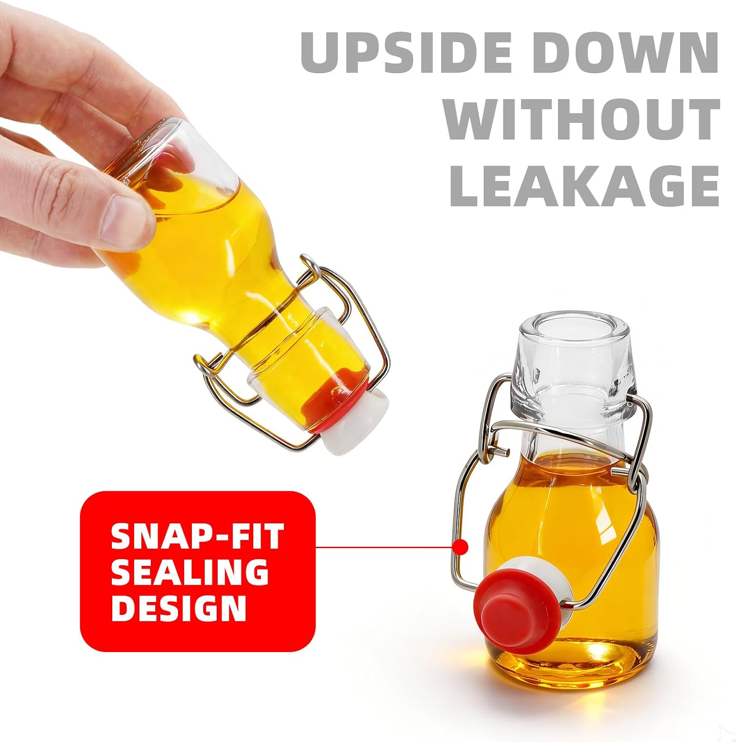 2Pcs 2oz Mini Swing Top Glass Bottles, 60ML Mini Storage Bottles, Small Glass Bottles,Vanilla Extract Bottles/Home Brewing/Beverages/Oil (Clear)