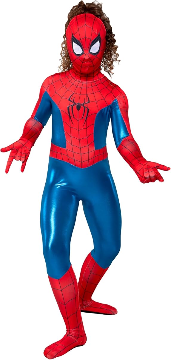 MARVEL Spider-Man Brand New Day Official Youth Girl Zentai Halloween Costume-Deluxe TwoWay Stretch Spandex Zippers Openings