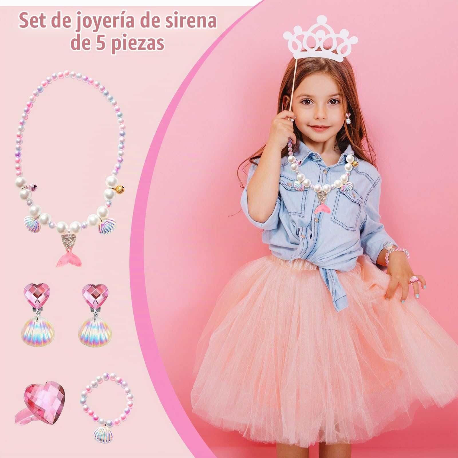 KOMABLEN Sirena Joyero Musical Niña, Caja de Musica con Cajón Extraíble, Caja Musical con Juego de Joyas e 4 Protector Esquinas, Mundo submarino Jewelry Box Regalo de Cumpleaños de 3-10 años