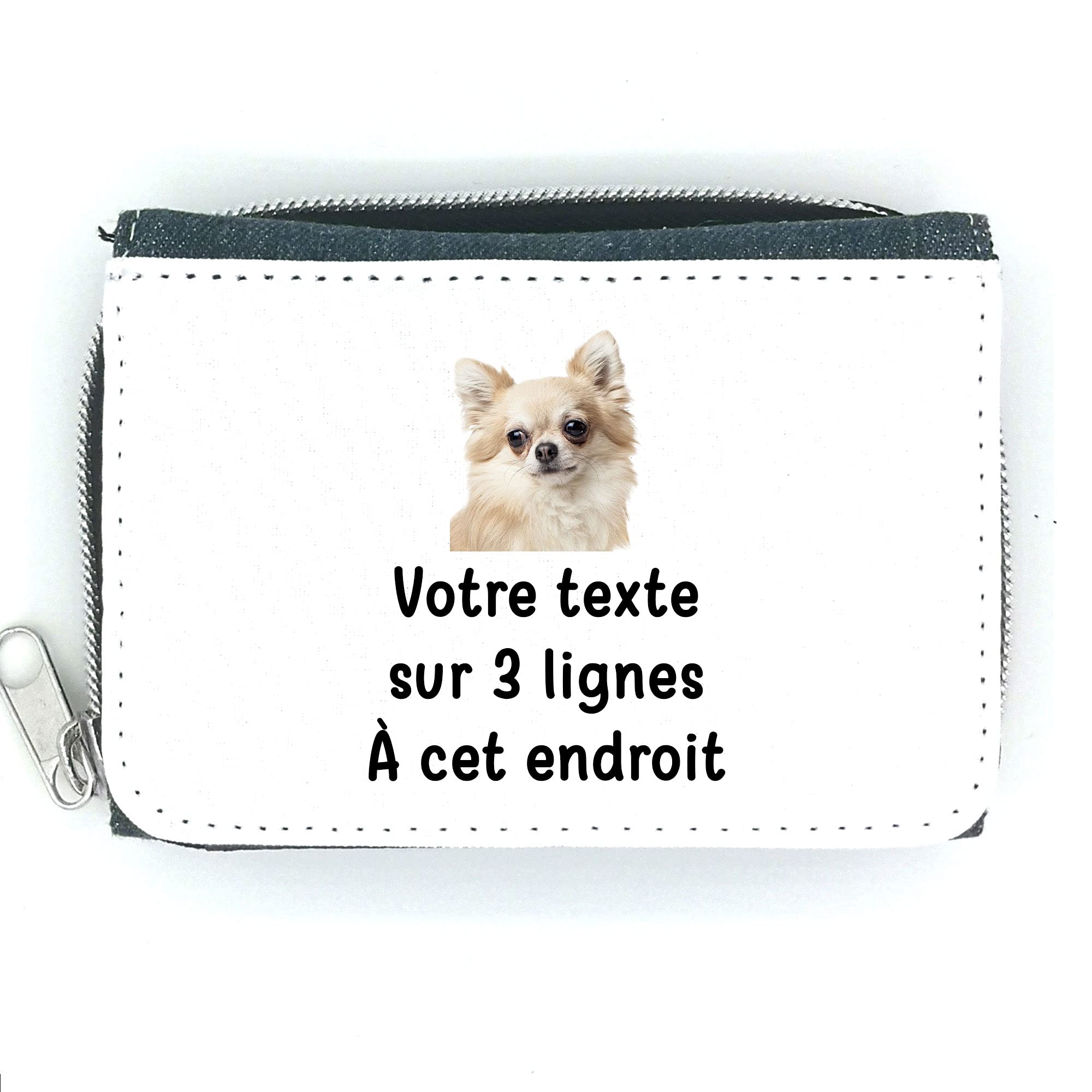 Portefeuille Texte Personnalisable – Pictogramme Cheval – Rabat Magnétique – 4 Cartes, Billets, Pièces