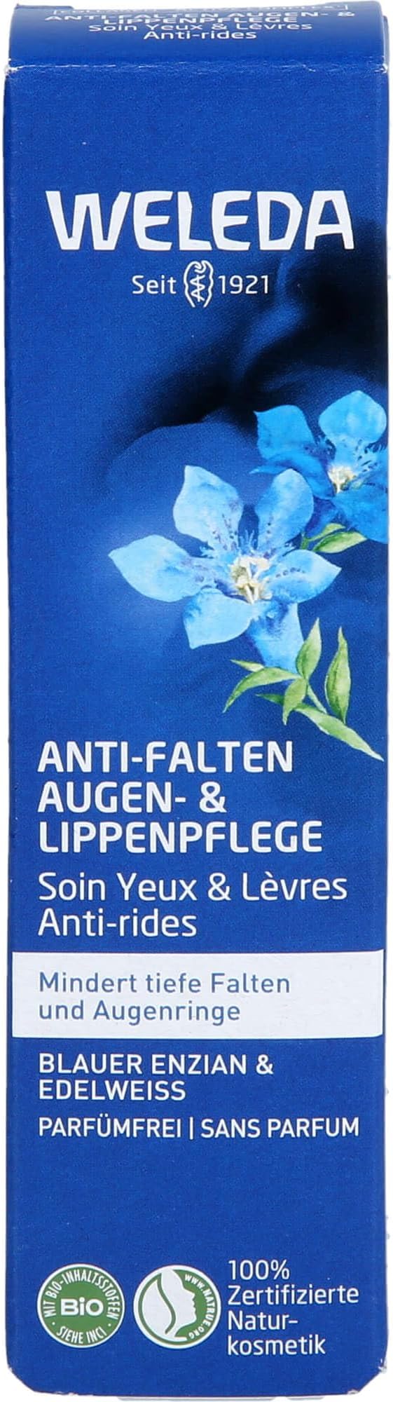 Weleda Contouring Eye & Lip Cream with Collagen Boost, Blue Gentian & Edelweiss, Natural Collagen+ Active Complex, Reduces Wrinkles & Dark Circles, Fragrance Free, Vegan, 10ml