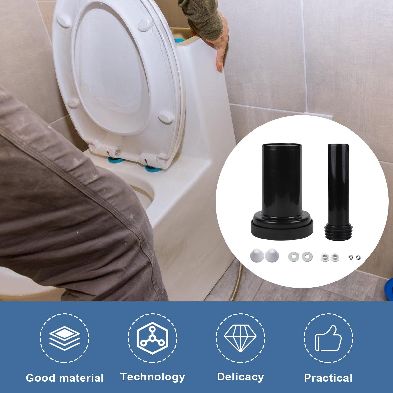 Juego de conexión para inodoro de pared, diámetro de tubo de polietileno 90/110, longitud 180 mm, con doble junta especial, accesorios de montaje, compatible con Geberit 152.426.46.1
