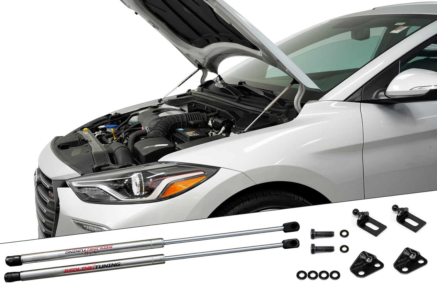 Redline Tuning 21-14010-03 Hood Quicklift Elite System Compatible with Hyundai Elantra 2016-2018 (Stainless Steel Struts)