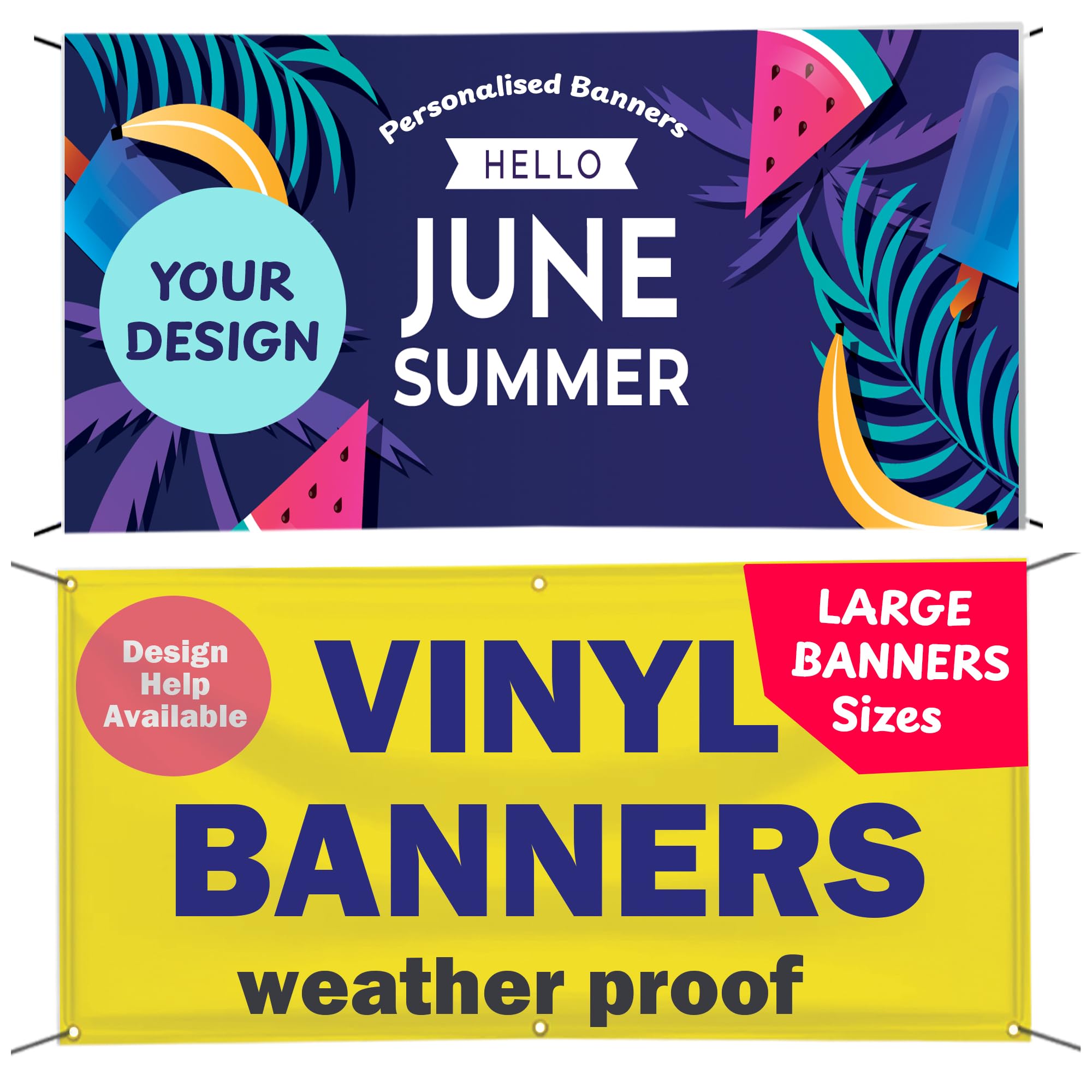 Personalised Banner, Custom Poster, Custom Banner, Personalised Flag, Personalised Banners Birthday, Customised Flag, Personalised Sign Summer Event, Shop Opening (Events - Summer) — image 1