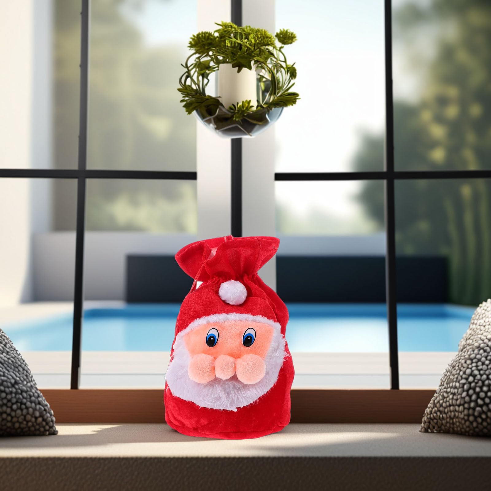 SEWACC Bolsa de Obsequio de Papá Noel Cordón de Peluche Bolsa para Dulces Navideños Saco de Obsequio de Papá Noel para Decoración de Navidad y Accesorio de Disfraz para Fiestas de Navidad