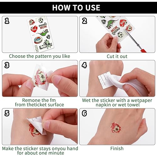 Miniatura 4 de 30 hojas de tatuajes temporales que brillan en la oscuridad para niños, calcomanías temporales luminosas con temática de fútbol para niños