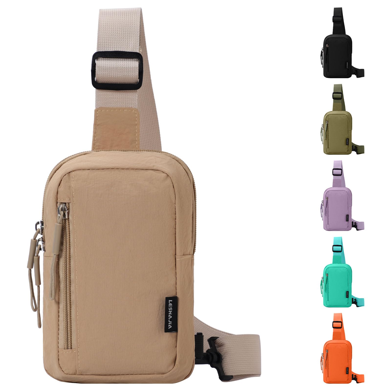 Mayoii Small Crossbody Bag for Women & Men– Lightweight Hiking Sling Bag, Ideal for Travel, Outdoor, Sports, Walking (Khaki)