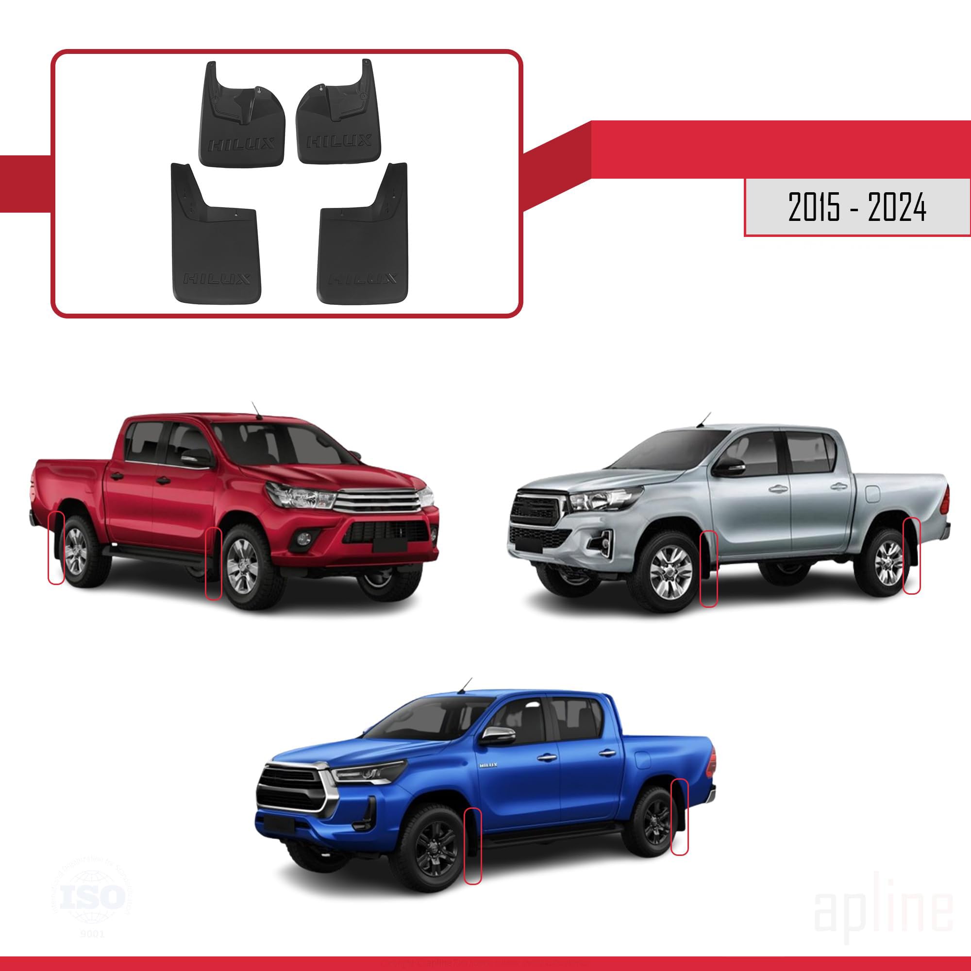 4 Pezzi Auto Parafanghi per Toyota Hilux 2015 2016 2017 2018 2019-2024,Parafanghi Anteriore e Posteriore Paraspruzzi Esterno Proteggere Decorazione Antispruzzo Accessori