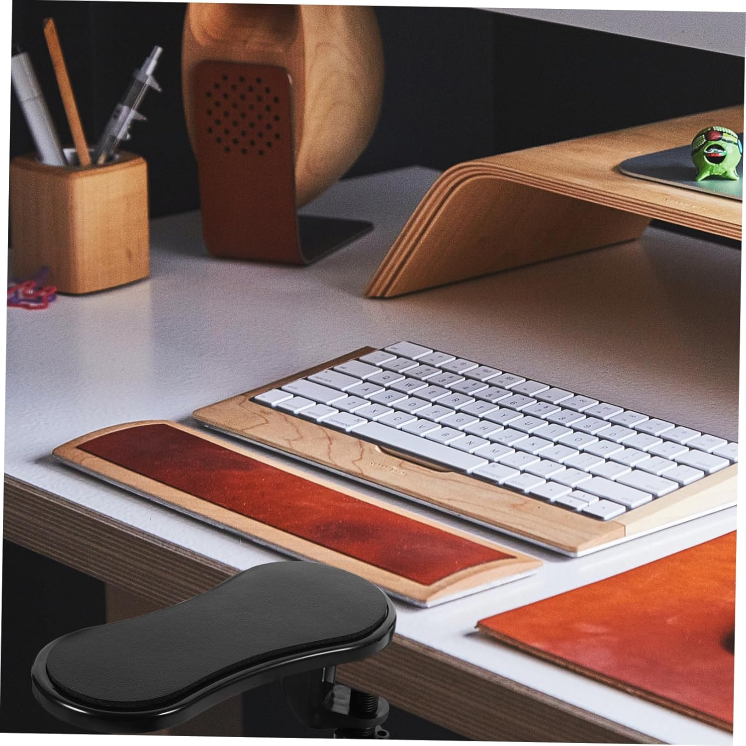 STOBOK 5pcs Abs Leather Computer Keyboard Wrist Pad Desk Arm Rest Office Desk Elbow Rest Elbow Rest for Desk Black