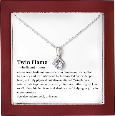 Twin Flame Soulmate Jewelry Spiritual Love Necklace for Wife with Message Card Anniversary, Birthday, or Wedding Present in Gift Box