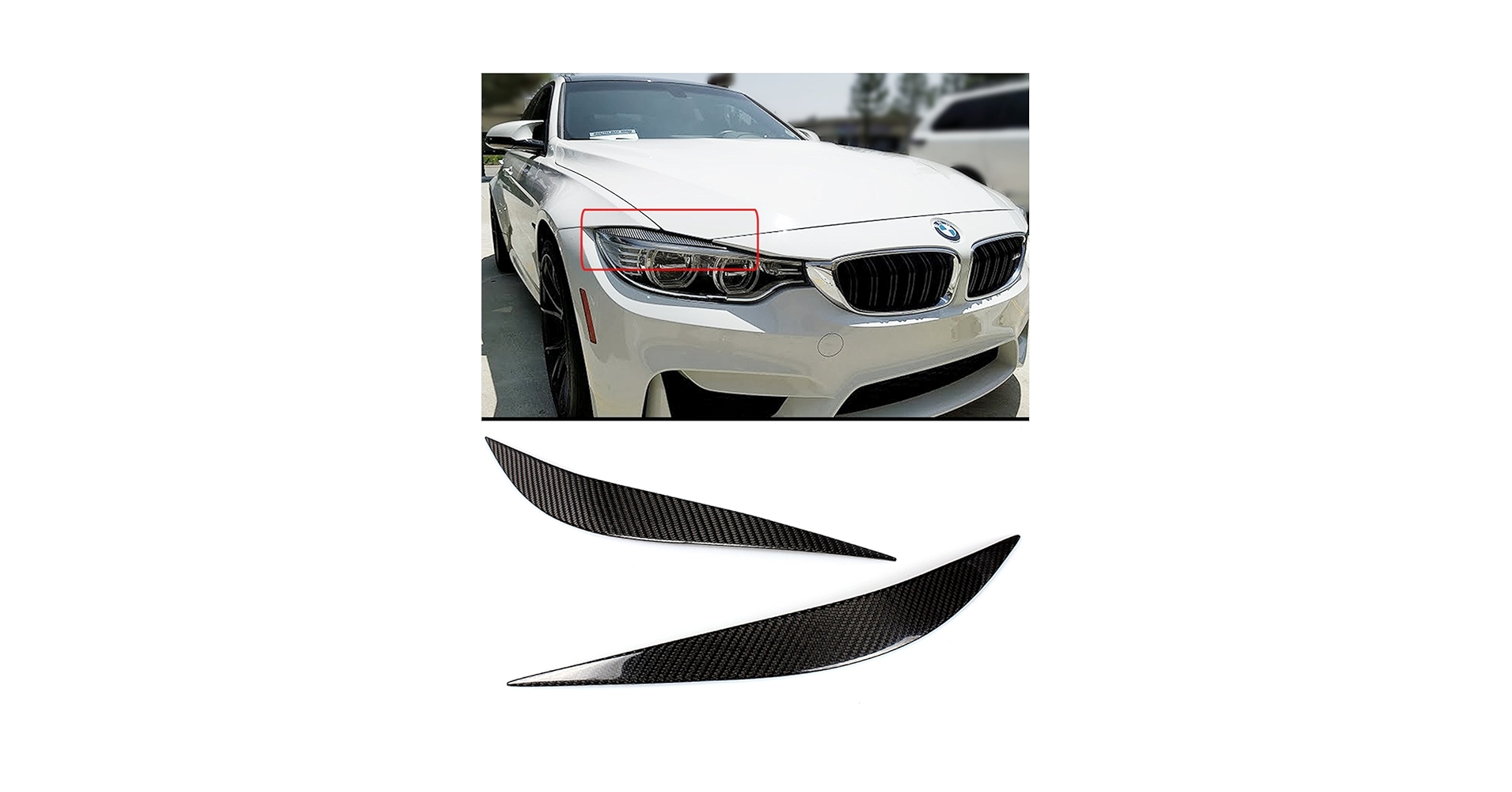 KMLONG Front Headlight Eyelids Eyebrows Headlamp Eye Lid Fit For BMW F32 F33 F36 4 Series 2014 2015 2016 217 2018 2019 2020 Cover Trim Sticker Styling Mouldings Automotive Headlight Brow(Carbon Fiber