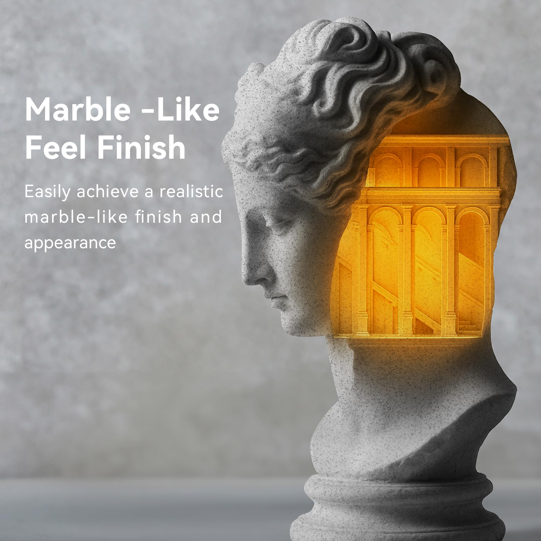 TECBEARS Filamento PLA Marmo 1.75mm 1KG, Marble PLA Filament ad Alta Velocità, Materiale Premium per Stampe Realistiche di Marmo, Bobina da 1kg (2.2 libbre) Marmo Grigio