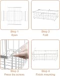 UMDONX 6 Pack Expandable Metal Storage Basket Chest Freezer Organizer Bins with Foldable Handle - Stackable Kitchen Pantry Shelf Rack White Load 55LBS
