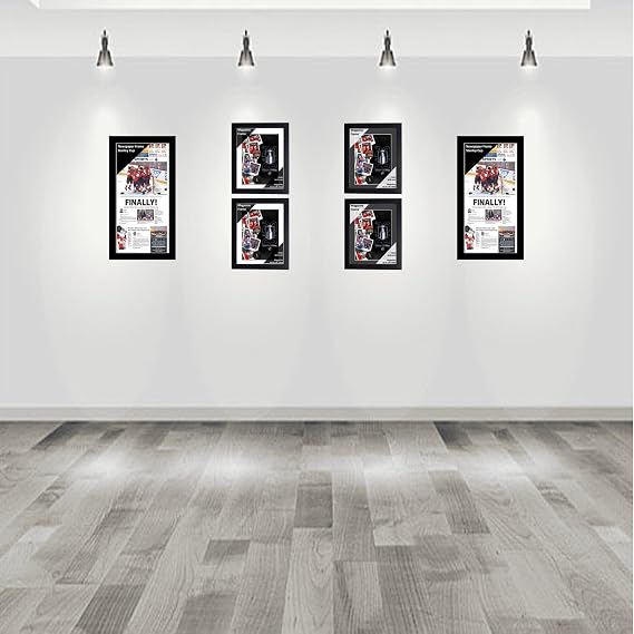 Creative Picture Frames 16x24 Manhattan Black Hockey Newspaper Frame for Stanley Cup Wall Hanger Installed, No Mat