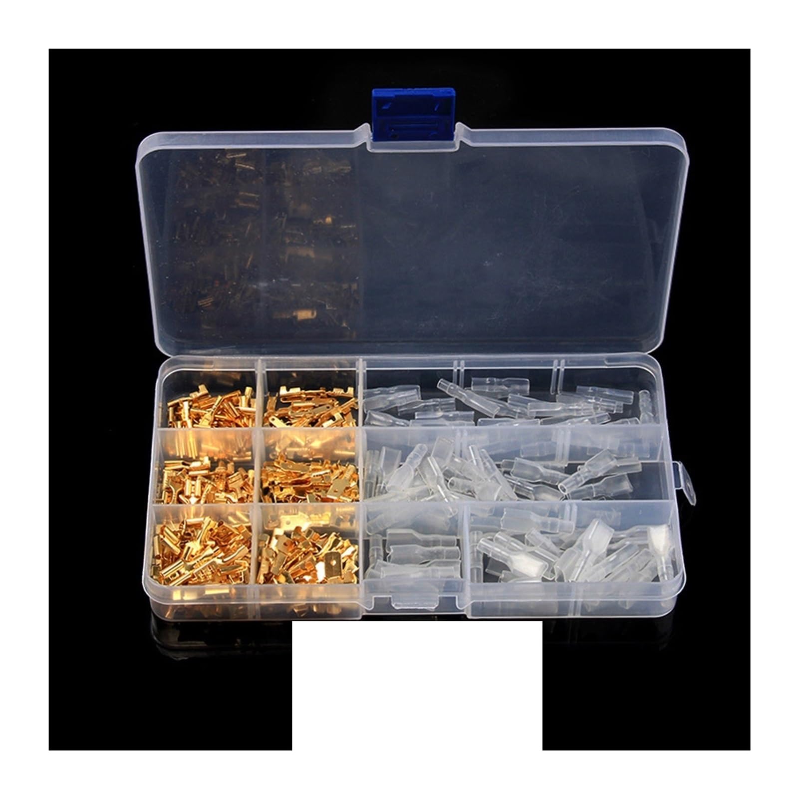 900/540 / 270/180/150pcs Conector de terminal de crimpado macho hembra 2.8/4.8/6.3mm Conector de alambre eléctrico de altavoz de coche con SN-48B Plantilla (Color : 270pcs Gold A)