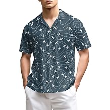 Vintage Airplane Hawaiian Shirt for Men Women, Aviation Summer Beach Aloha Button Down Short Sleeve Shirts, S-5XL