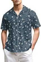 Vintage Airplane Hawaiian Shirt for Men Women, Aviation Summer Beach Aloha Button Down Short Sleeve Shirts, S-5XL