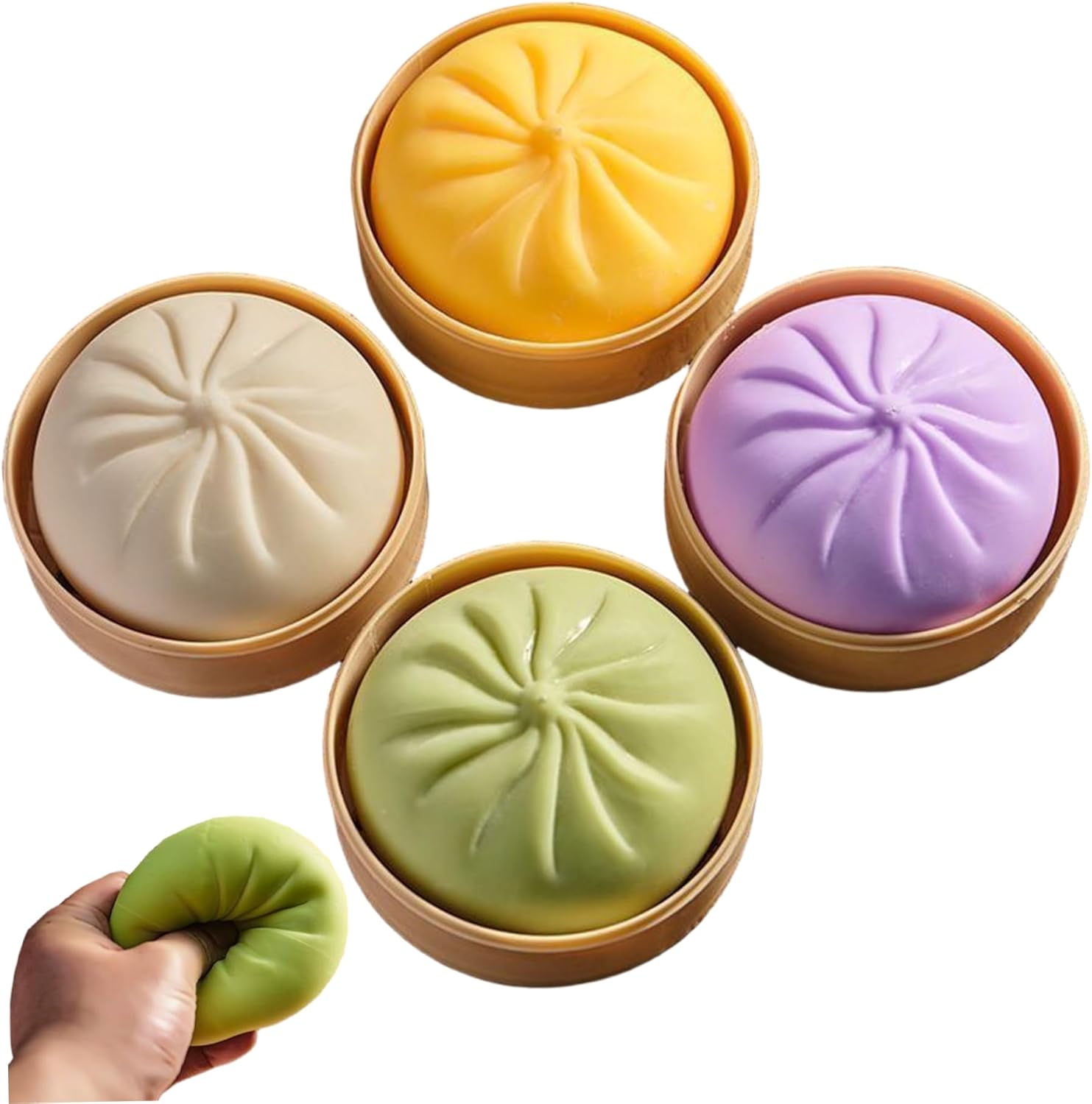 4Pcs Dumpling Stress Ball, Soft Decompression Dough Anxiety Toys with Slow Rising Effect for Birthday, Party Favors
