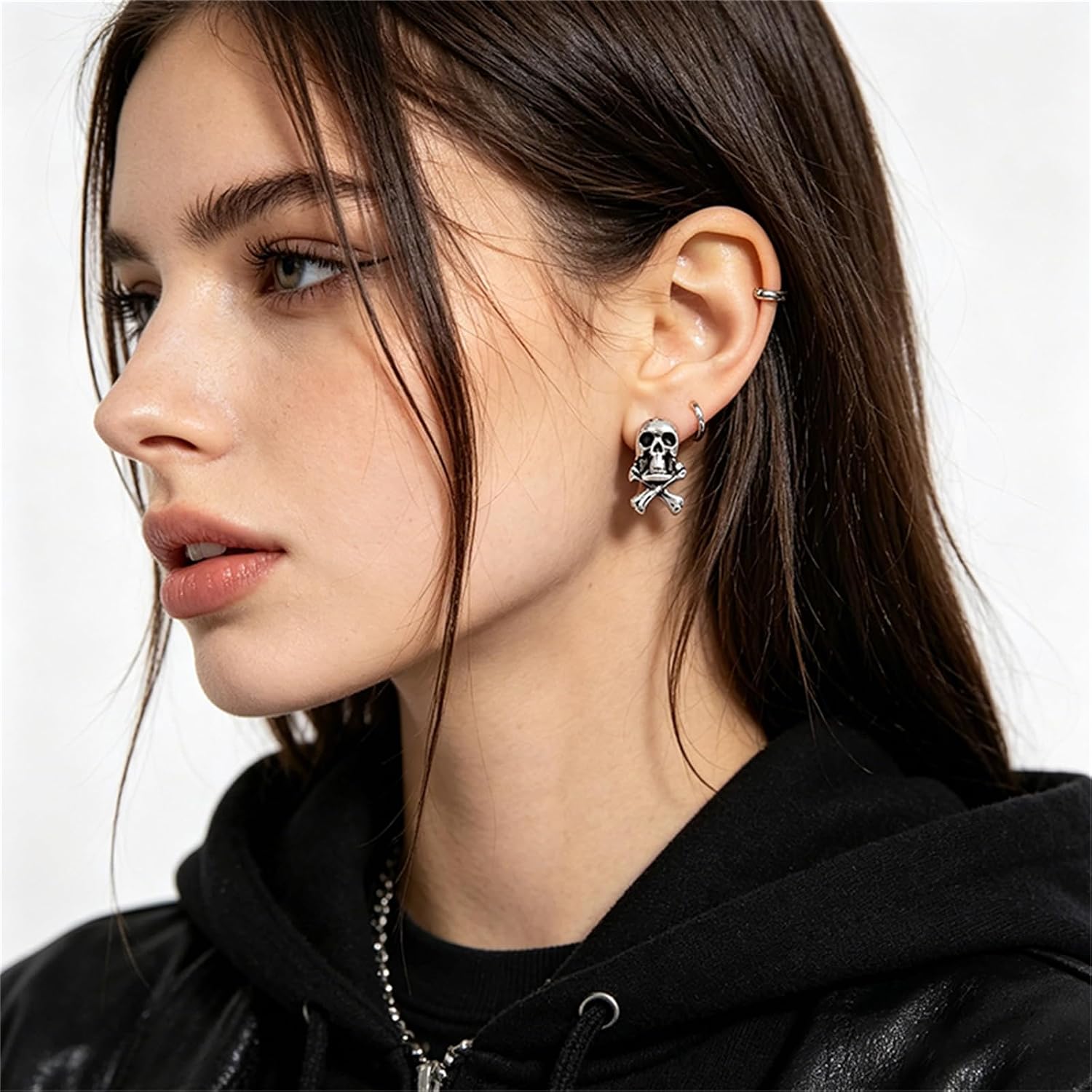 6Pairs Halloween Earrings Set for Women Gothic Punk Vampire Skeleton Bat Spider Silver Earrings Halloween Cosplay Party Jewelry Accessories image 3