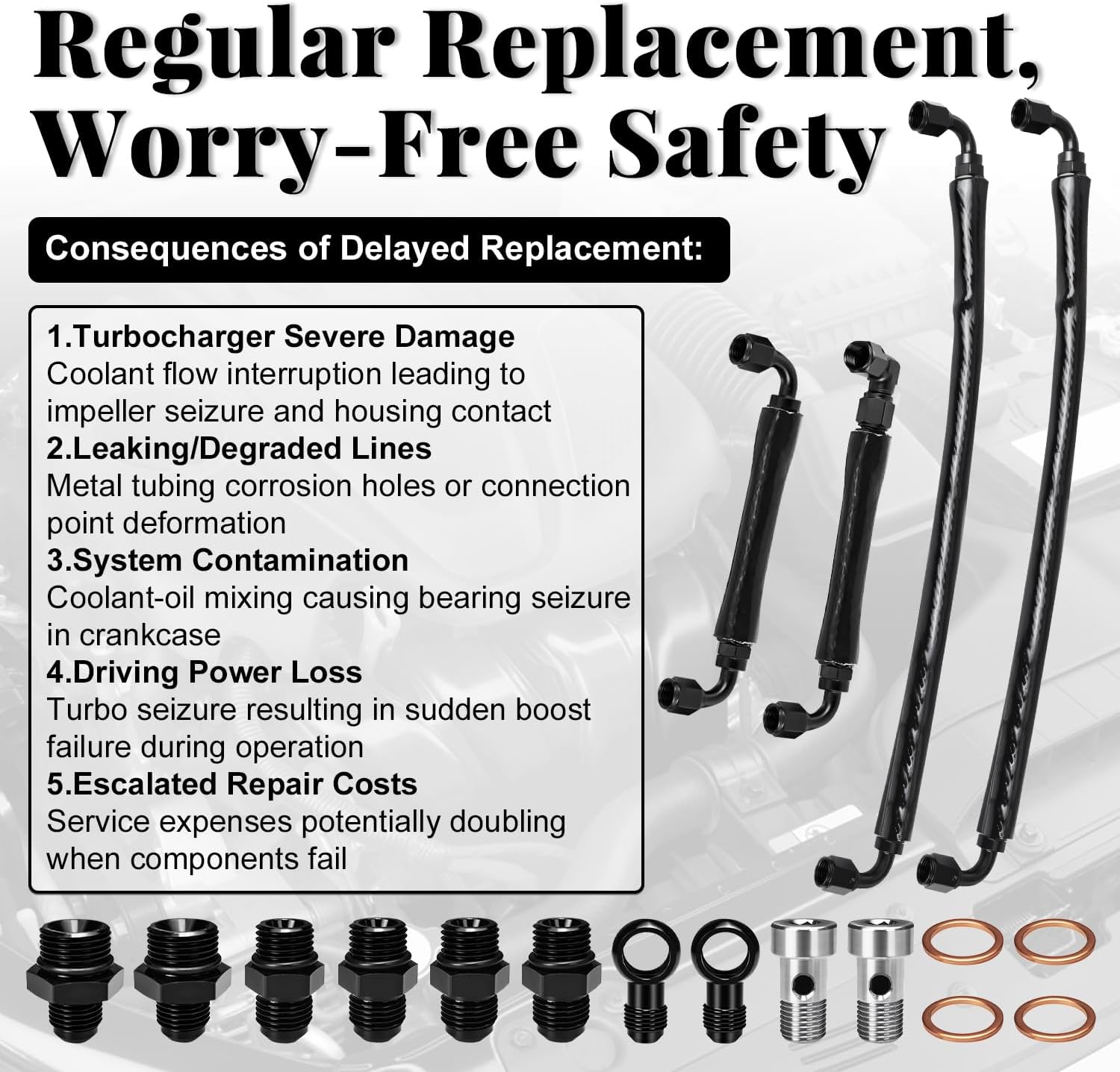 Replacement Turbocharger Coolant Line Kit Compatible for 2011-2016 Ford F-150 3.5L EcoBoost